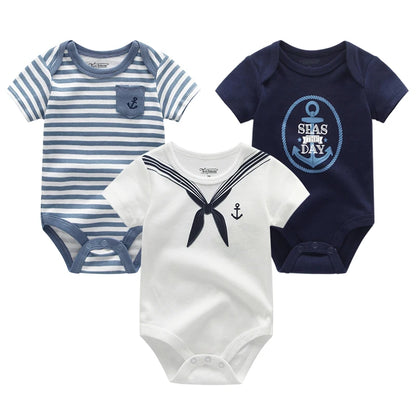 Baby Boy Jumpsuits 3 Pieces Newborn Clothes Set Toddler Girl Bodysuit Kiddiezoom Clothing 100%Cotton Soft Infant Rompers 0-12M