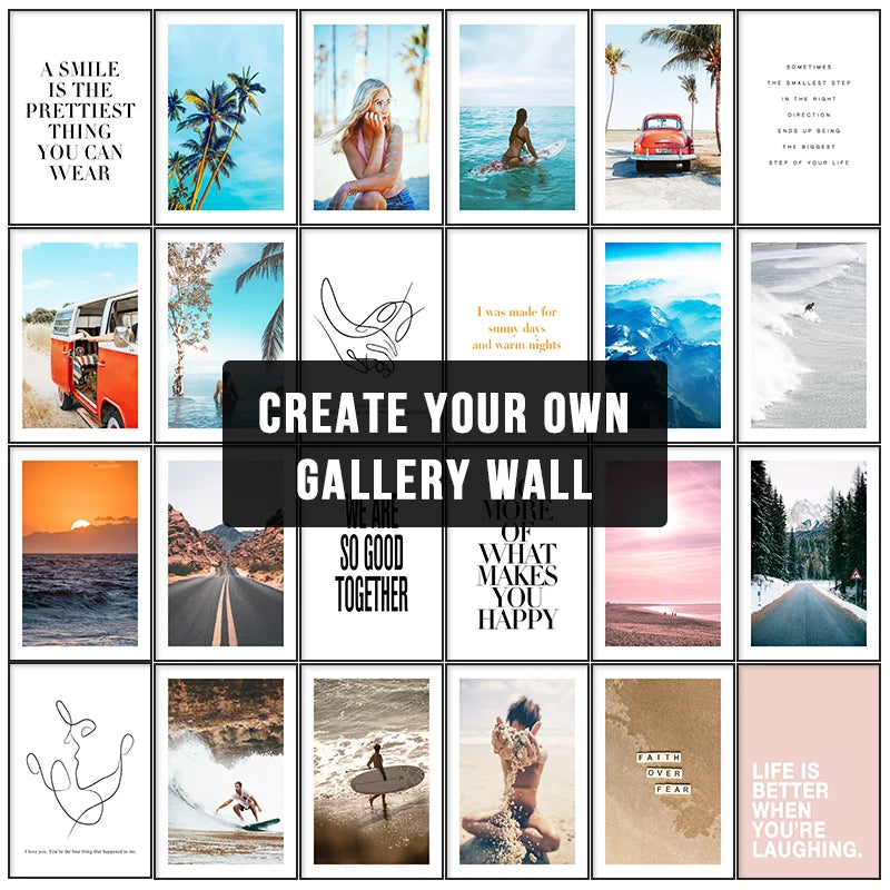 Motivational Poster Nature Travel Summer Sea Beach Sand Surfing Unframed Wall Art Boho Kitchen Decor House Decoration Wall Art