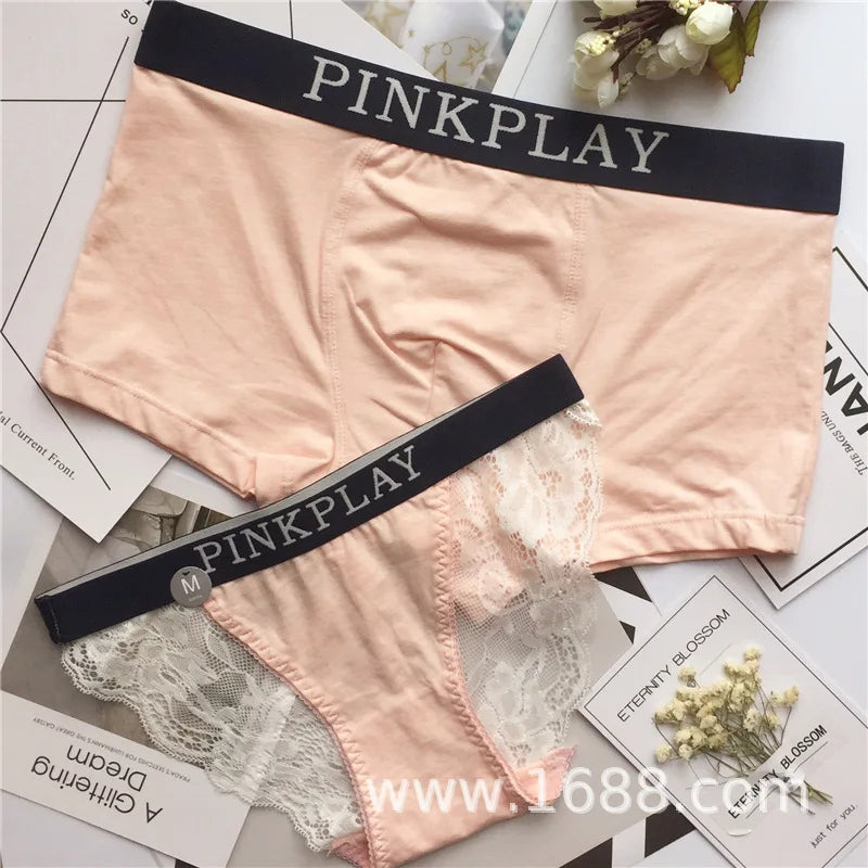New Style Men's  Women Underwear Sexy Lace Panties Women Low Waist Pure Color Briefs Male Comfort Boxers Fashion Lovers Panties