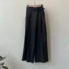 Asymmetric Diagonal Placket Strap Wide Leg Pants for Women's Spring High Waisted Straight Leg Casual Pants