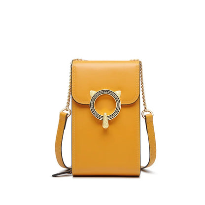FOXER Fashion Split Leather Cellphone Bag Women's Shoulder Bag Light Luxury Female Crossbody Bag Mini Phone Travel Bag for Girl