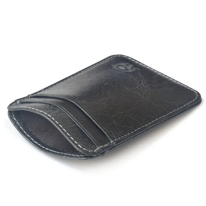 Wholesale Genuine Leather Convenient ID Pocket Bank Credit Card Case Vintage Thin Card Wallet Men Cash Bag Slim Bus Card Holder
