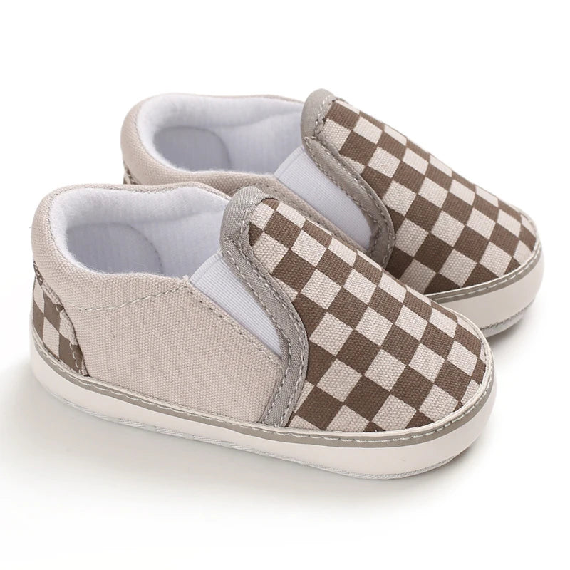 2025 New Baby Canvas Sneakers Anti-slip Soft Plaid Baby Boy Girl Shoes Newborns First Walkers Infant Baby Unisex Casual Shoes