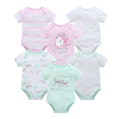 Kavkas Baby Girls Bodysuits 6/3 pcs/lot Summer Cotton Baby Clothes Short Sleeve Newborn body bebe 0-3 months Infant Clothing