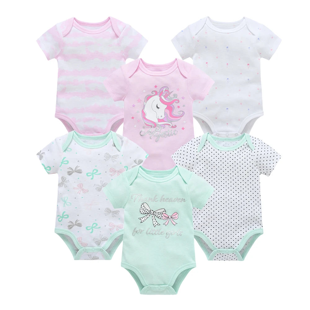 Kavkas Baby Girls Bodysuits 6/3 pcs/lot Summer Cotton Baby Clothes Short Sleeve Newborn body bebe 0-3 months Infant Clothing