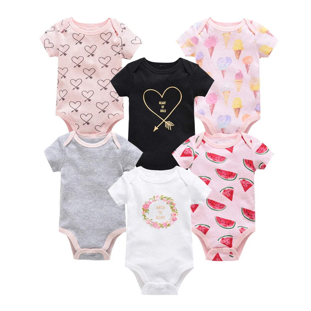 Kavkas Baby Girls Bodysuits 6/3 pcs/lot Summer Cotton Baby Clothes Short Sleeve Newborn body bebe 0-3 months Infant Clothing