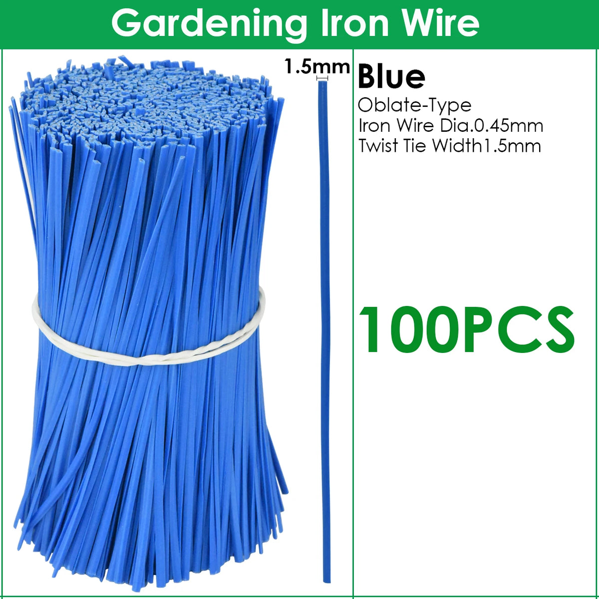 100PCS Gardening Cable Ties Reusable Oblate Iron Wire Twist Tie for Flower Plant Climbing Vines Multifunction Coated Fix Strings