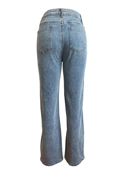 Clothes Vendors Boutique Wholesale Cutout Streetwear Denim Hot Bottom Wide Leg Pants Women Jeans