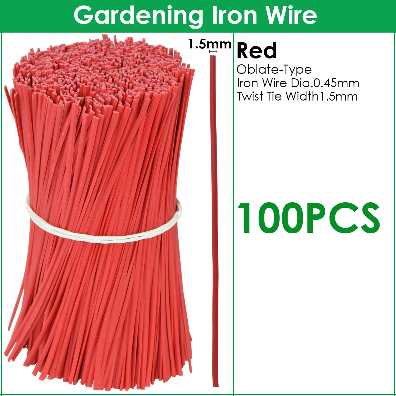 100PCS Gardening Cable Ties Reusable Oblate Iron Wire Twist Tie for Flower Plant Climbing Vines Multifunction Coated Fix Strings