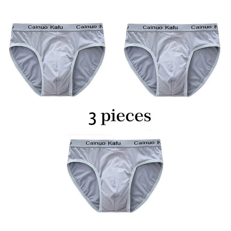 3Pcs/Lot Men's panties Silk  Men's Underwear New  Briefs Men Bamboo Fiber Mens Bodysuit Male Comfortable Solid Underpants