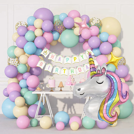 147pcs Unicorn Birthday Balloons Arch Garland Kit Happy Birthday Banner for Girls Unicorn Birthday Party Decorations