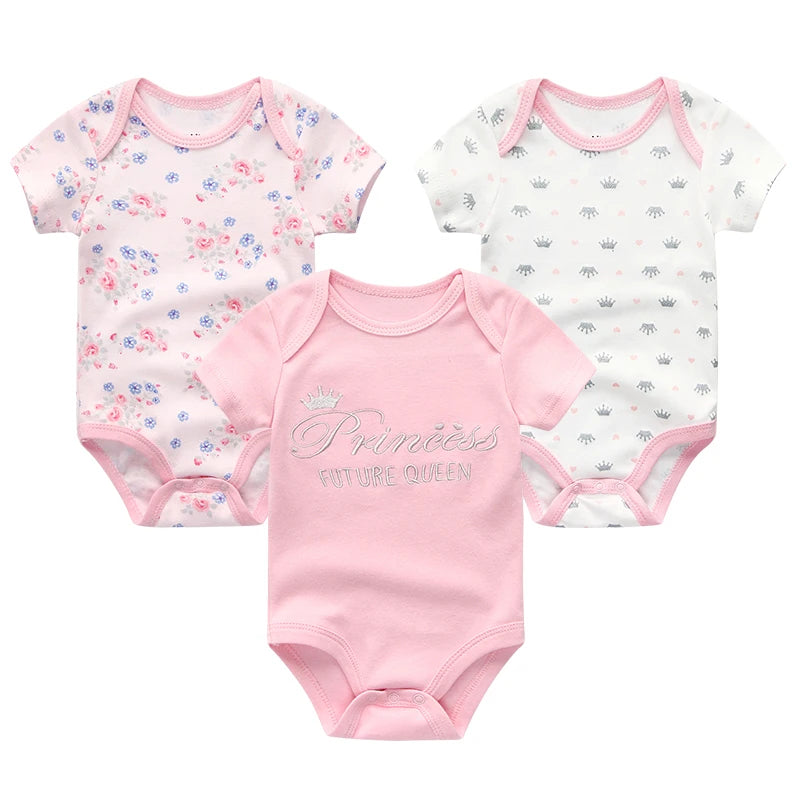 Baby Boy Jumpsuits 3 Pieces Newborn Clothes Set Toddler Girl Bodysuit Kiddiezoom Clothing 100%Cotton Soft Infant Rompers 0-12M
