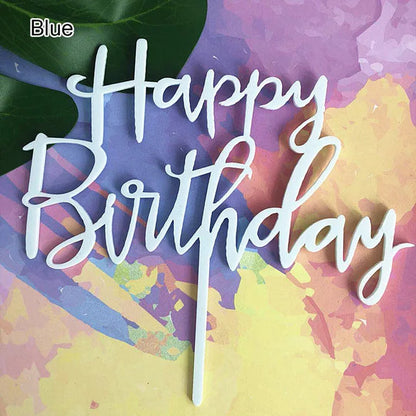 Acrylic Happy Birthday Cake Topper Gold Pink Birthday Cake Toppers Flags For Kids Birthday Party Cake Decorations Baby Shower
