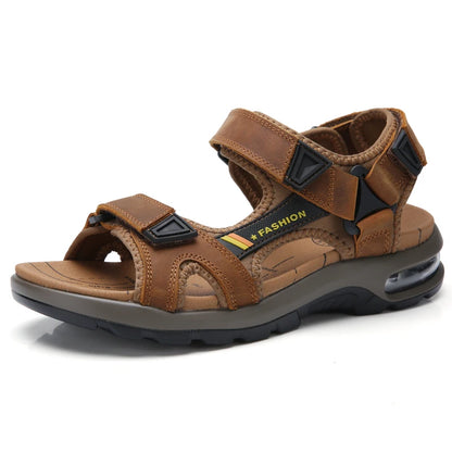 Fashion Men's Sandals Summer Soft Beach Flip Flop Comfortable Genuine Leather Sandals Outdoor Men Roman Sandals Size 46