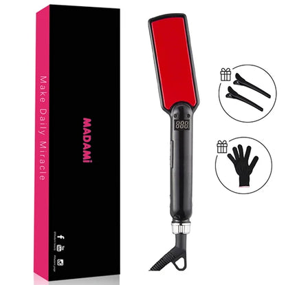 MCH Titanium Flat Iron 480F High Temperature 2 IN 1 Hair Straightener Curler Professional Wide Plates Keratin Treament Irons