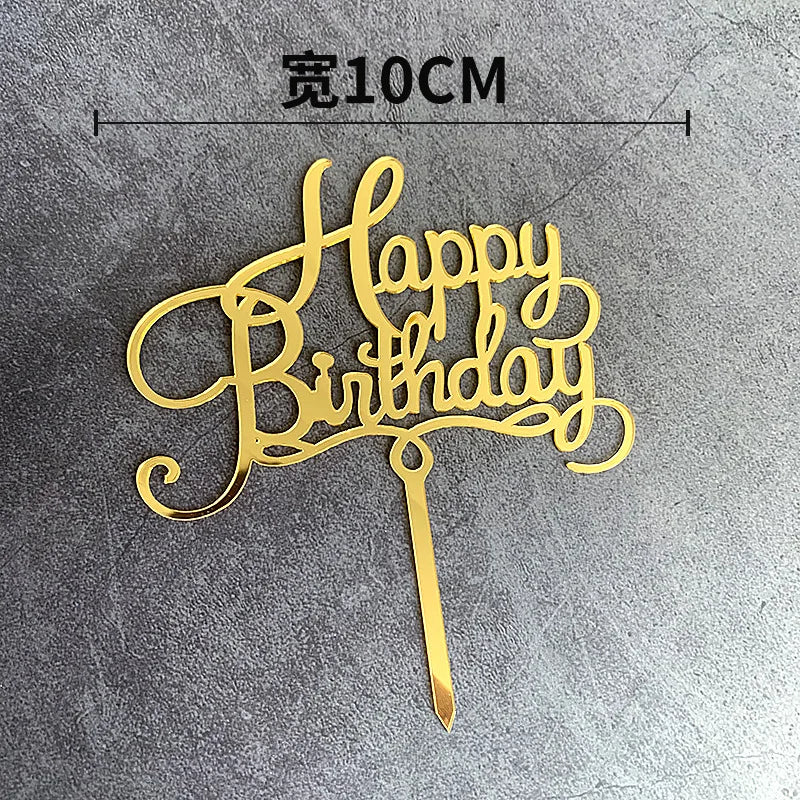 Acrylic Happy Birthday Cake Topper Gold Pink Birthday Cake Toppers Flags For Kids Birthday Party Cake Decorations Baby Shower