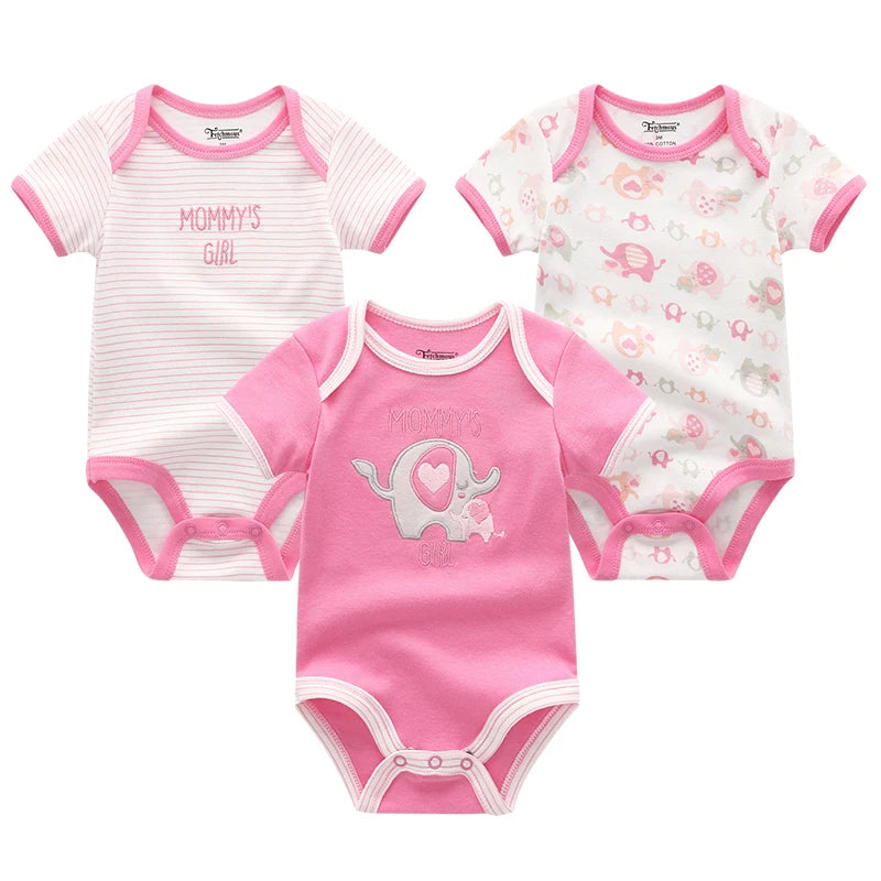 Baby Boy Jumpsuits 3 Pieces Newborn Clothes Set Toddler Girl Bodysuit Kiddiezoom Clothing 100%Cotton Soft Infant Rompers 0-12M