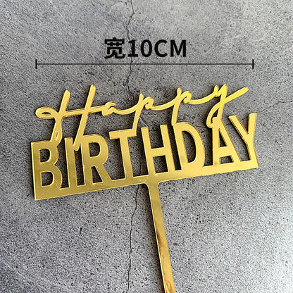 Acrylic Happy Birthday Cake Topper Gold Pink Birthday Cake Toppers Flags For Kids Birthday Party Cake Decorations Baby Shower