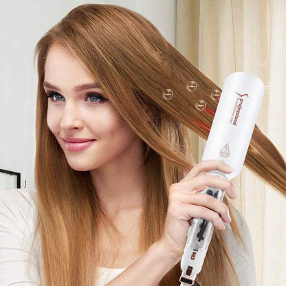 RUCHA Infrared Steam Hair Straightener 2 Inches Wide Plate Hair Salon Steampod Ironing Styler Ceramic Tourmaline Flat Iron