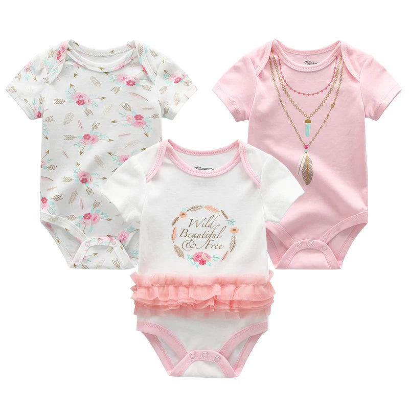 Baby Boy Jumpsuits 3 Pieces Newborn Clothes Set Toddler Girl Bodysuit Kiddiezoom Clothing 100%Cotton Soft Infant Rompers 0-12M