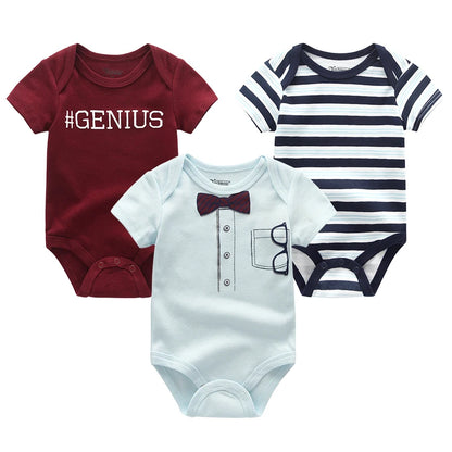 Baby Boy Jumpsuits 3 Pieces Newborn Clothes Set Toddler Girl Bodysuit Kiddiezoom Clothing 100%Cotton Soft Infant Rompers 0-12M