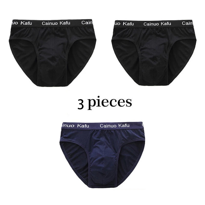 3Pcs/Lot Men's panties Silk  Men's Underwear New  Briefs Men Bamboo Fiber Mens Bodysuit Male Comfortable Solid Underpants
