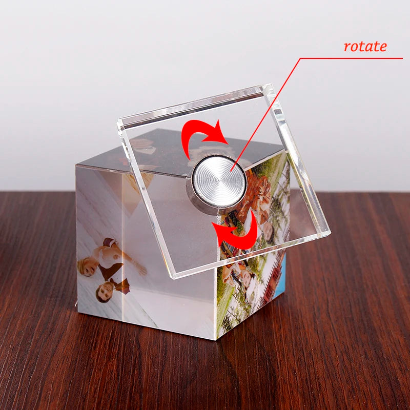 Personalized Customization Crystal Cube Shape Photo Album Glass Figurines Graduation Wedding Souvenir Home Decor Christmas Gifts