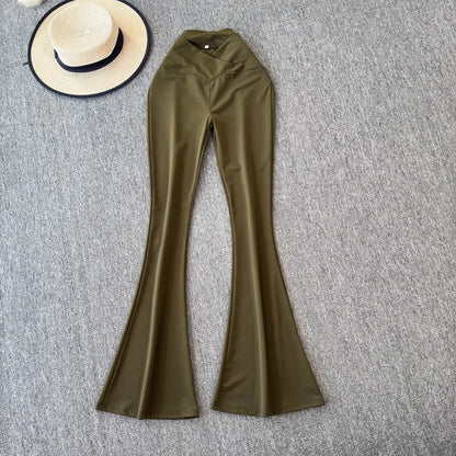 Sexy Stretch Yoga Pants Summer New Style Mature and Stylish High Waisted Slim Fit Versatile and Slightly Flared Pants