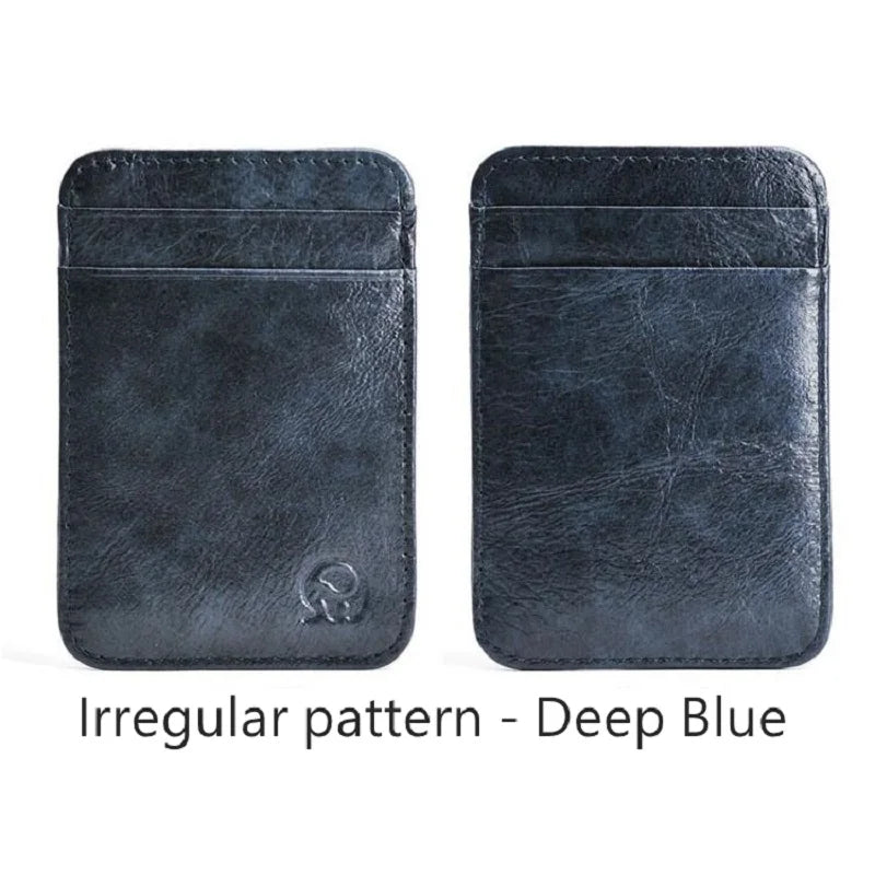 Wholesale Genuine Leather Convenient ID Pocket Bank Credit Card Case Vintage Thin Card Wallet Men Cash Bag Slim Bus Card Holder