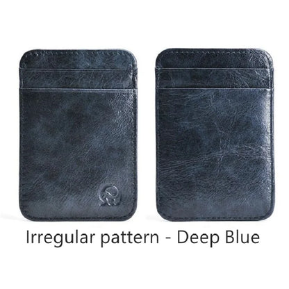 Wholesale Genuine Leather Convenient ID Pocket Bank Credit Card Case Vintage Thin Card Wallet Men Cash Bag Slim Bus Card Holder