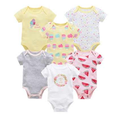 Kavkas Baby Girls Bodysuits 6/3 pcs/lot Summer Cotton Baby Clothes Short Sleeve Newborn body bebe 0-3 months Infant Clothing