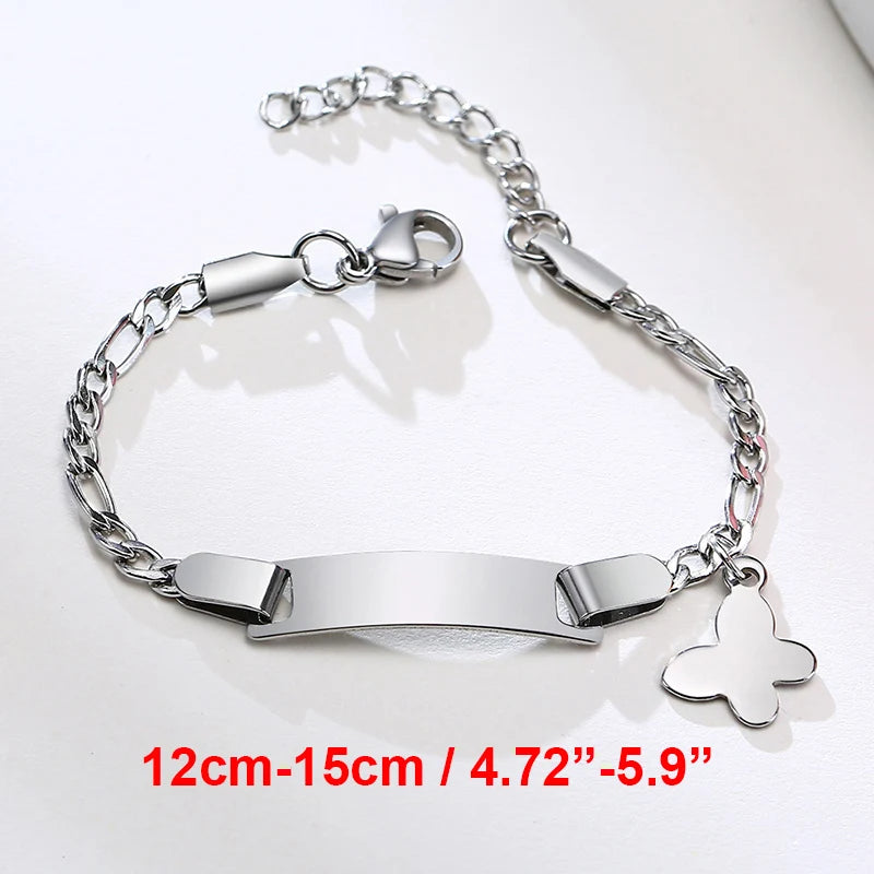 Vnox Custom Baby Girls Bracelets,Anti Allergy Stainless Steel Bracelet for Newborn Mom,Personalized Name Birthday Boy Girls Gift