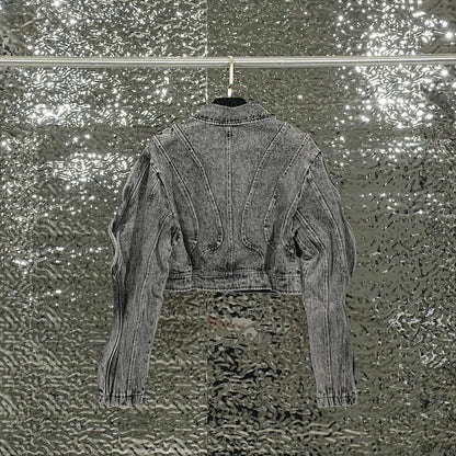 Unique Fashion Female Spring Fall Winter Long Sleeve Denim Jeans Windbreaker Clothes Short Crop Jackets for Women'S Coats