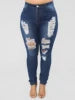 Mid Waist Women's Skinny Distressed Jeans Casual Ripped Destroyed Pocket Breathable Stretch Denim Hole 2XL Ladies' Pencil Pants