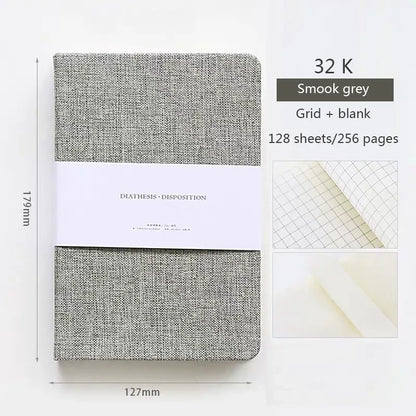 Blank And Grid Paper Notebook Linen Hard Cover 256 Pages Paper 80 GSM Journal Planner Office School Supplies Stationery