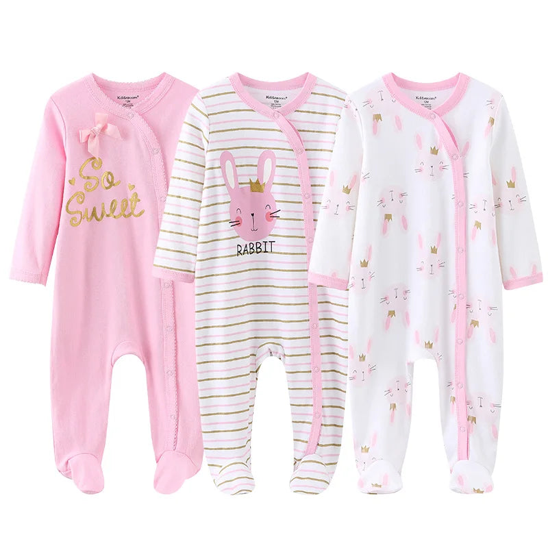 3PCS Newborn Cotton Baby Girl Clothes Cartoon Baby Boy Clothes Sets Autumn Long Sleeve Jumpsuits Spring Zipper Bebes