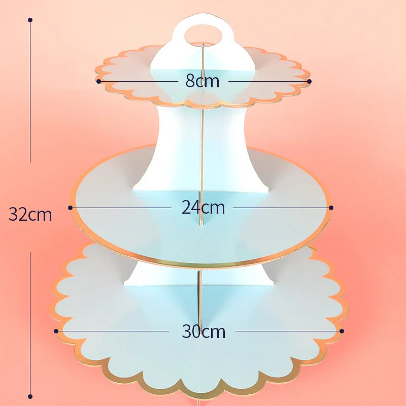 3-Tier Cardboard Cupcake Cake Stand Cupcake Holder for Birthday Party Wedding Baby Shower Christmas Parties Display Dessert