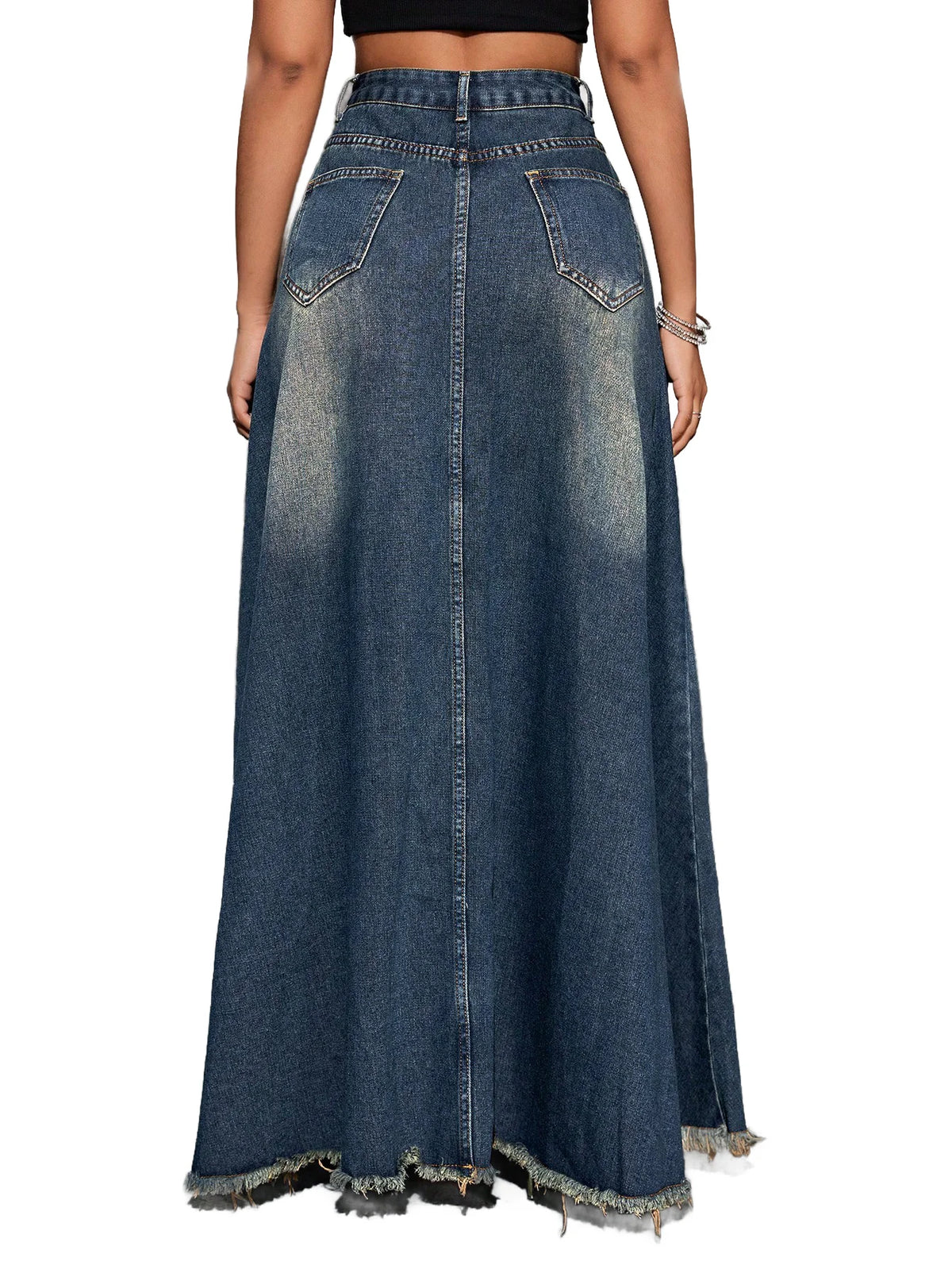 YUANBOFEI High Quality Women's Denim A-Line Midi Skirt Vintage Washed Stretch Jeans Breathable Comfortable Summer Casual Outing