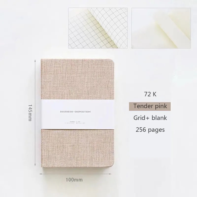 Blank And Grid Paper Notebook Linen Hard Cover 256 Pages Paper 80 GSM Journal Planner Office School Supplies Stationery