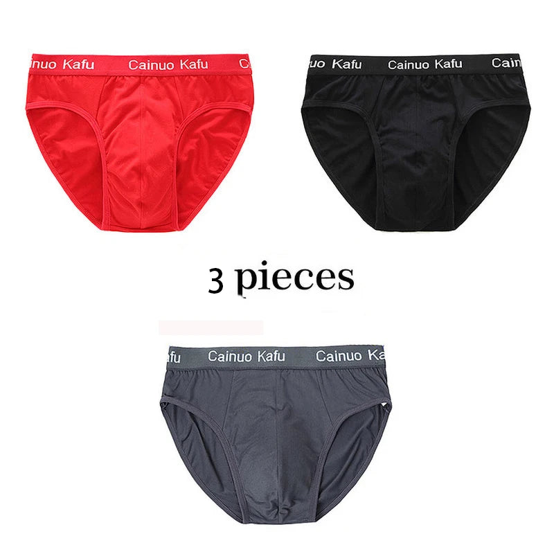 3Pcs/Lot Men's panties Silk  Men's Underwear New  Briefs Men Bamboo Fiber Mens Bodysuit Male Comfortable Solid Underpants