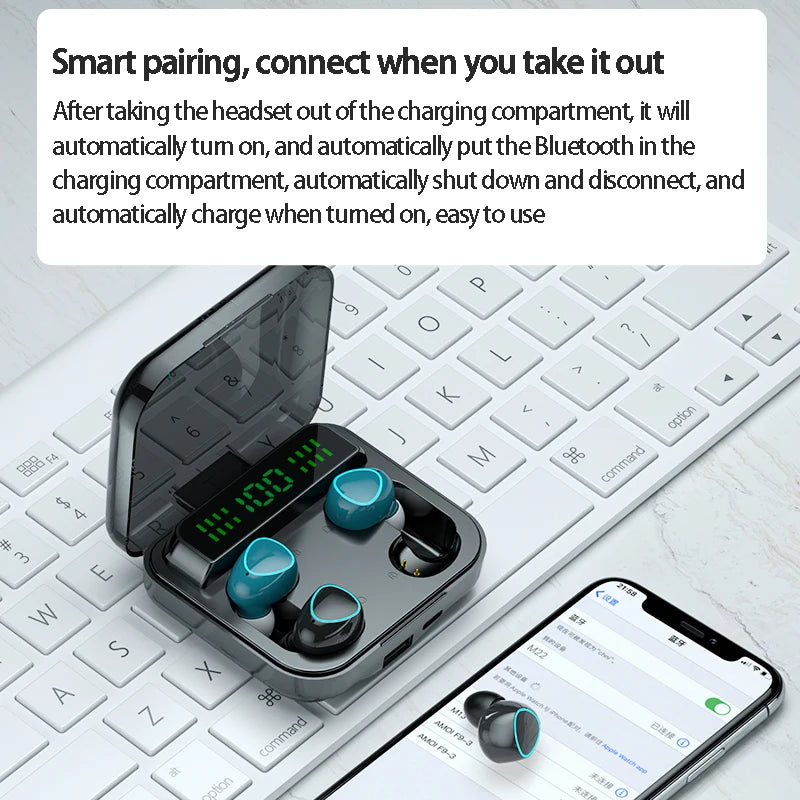 M22 TWS Wireless Bluetooth Headset Couple Headphones Touch Stereo Sports Digital Display 9D Four earphones For Double People Use