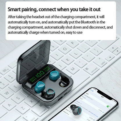 M22 TWS Wireless Bluetooth Headset Couple Headphones Touch Stereo Sports Digital Display 9D Four earphones For Double People Use