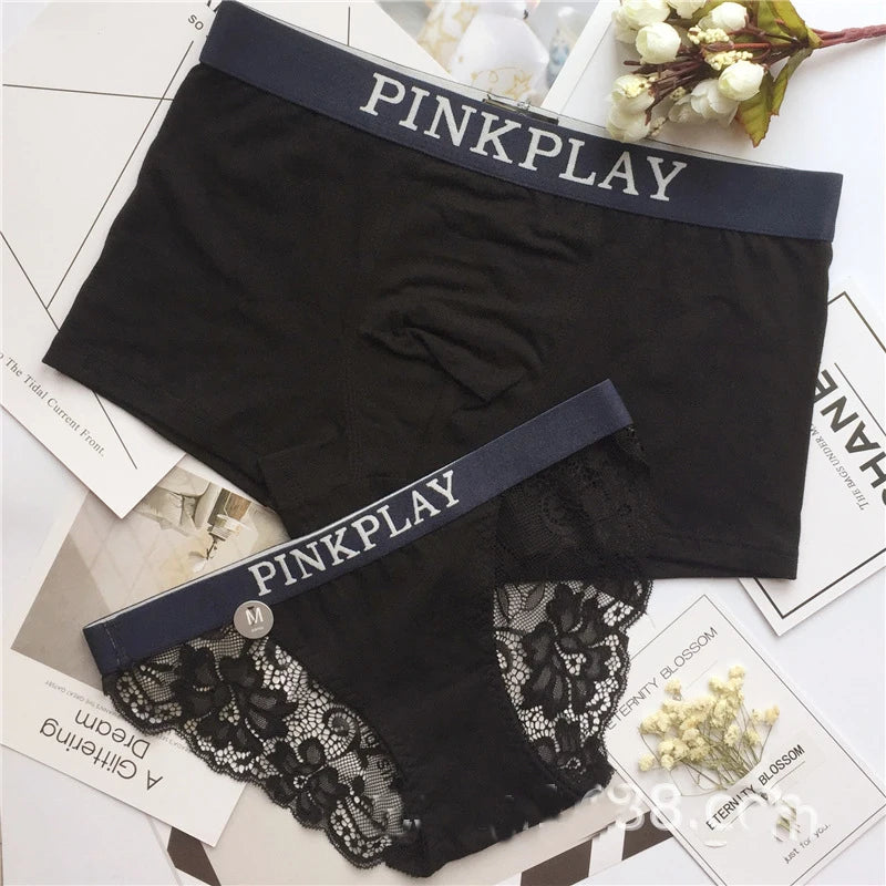 New Style Men's  Women Underwear Sexy Lace Panties Women Low Waist Pure Color Briefs Male Comfort Boxers Fashion Lovers Panties