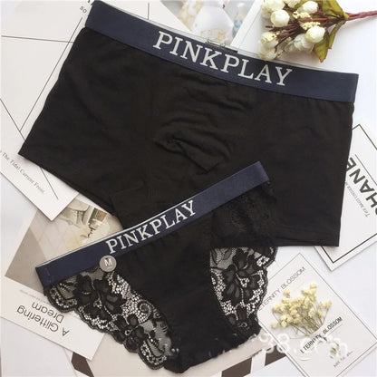 New Style Men's  Women Underwear Sexy Lace Panties Women Low Waist Pure Color Briefs Male Comfort Boxers Fashion Lovers Panties