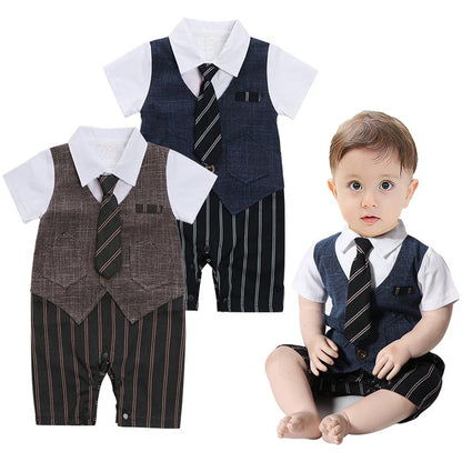 Boy Set Tie Clothes Newborn Romper Striped Overalls for Baby Clothes Gentleman Jumpsuit 3 6 9 12 18 24 Months
