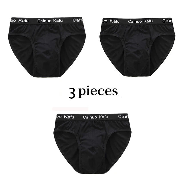 3Pcs/Lot Men's panties Silk  Men's Underwear New  Briefs Men Bamboo Fiber Mens Bodysuit Male Comfortable Solid Underpants