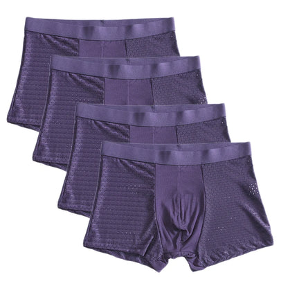 L-8XL Plus Banboo Fiber Men Underwear Male boxer Solid Panties Shorts Men's  Underpants Breathable Intimate Man boxers 4pcs