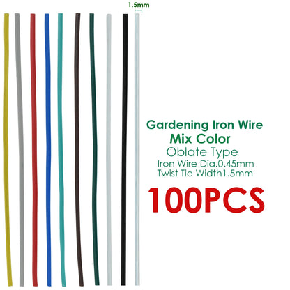 100PCS Gardening Cable Ties Reusable Oblate Iron Wire Twist Tie for Flower Plant Climbing Vines Multifunction Coated Fix Strings