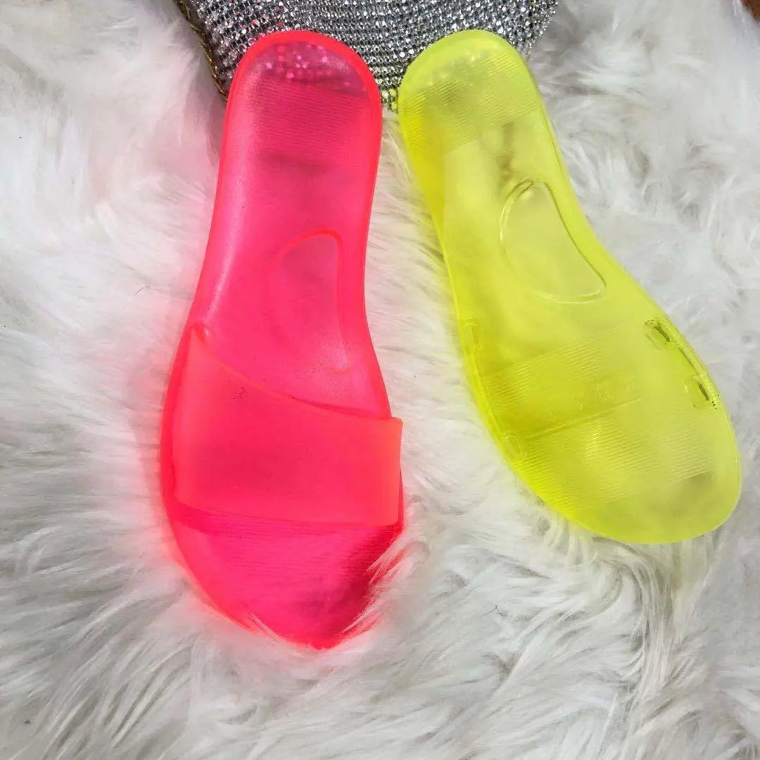 New Women Jelly Slippers  Ladies Candy Slides Summer Beach Slippers  Plus Size Women Shoes