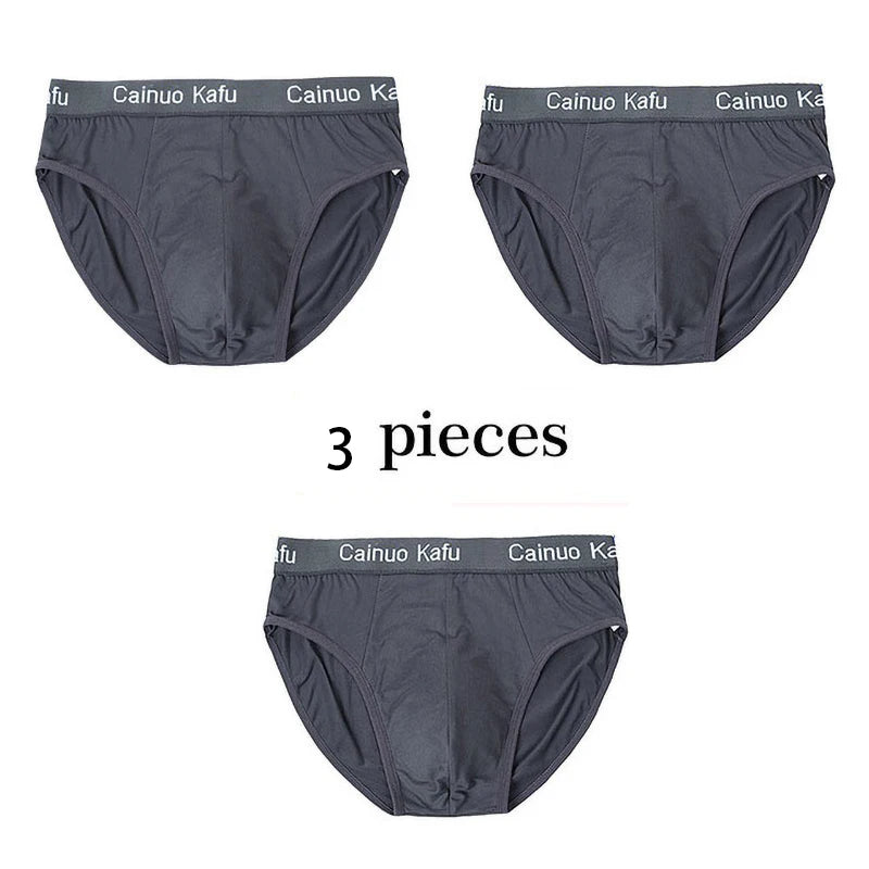 3Pcs/Lot Men's panties Silk  Men's Underwear New  Briefs Men Bamboo Fiber Mens Bodysuit Male Comfortable Solid Underpants